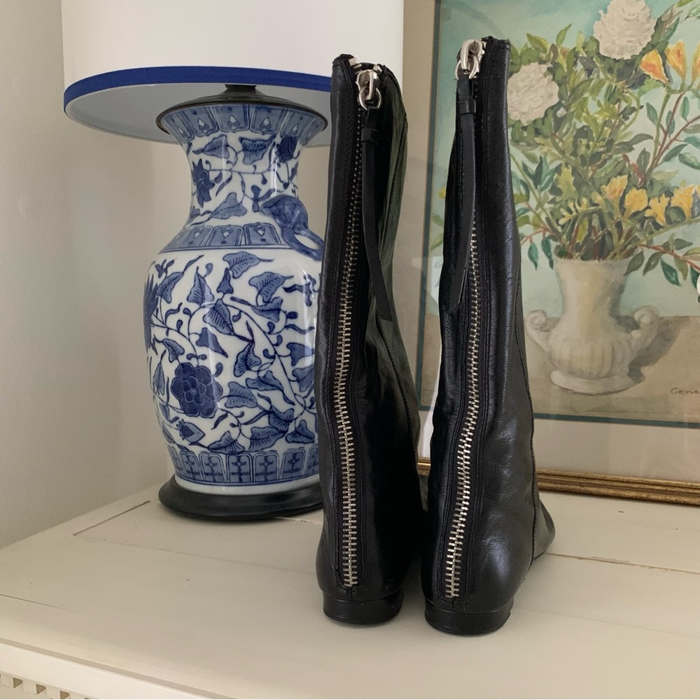 Coach Fionna Black Zipper Square Toe Riding Boots - Picture 2 of 6